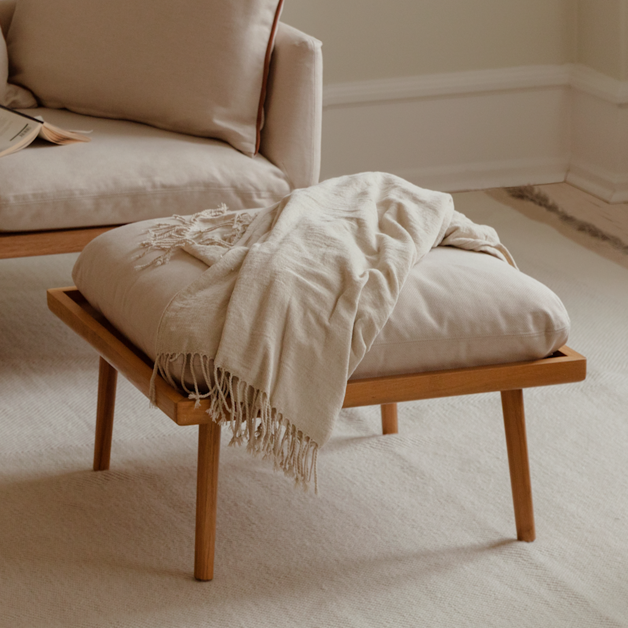 UMAGE Lounge Around Shuffle Ottoman, Oak
