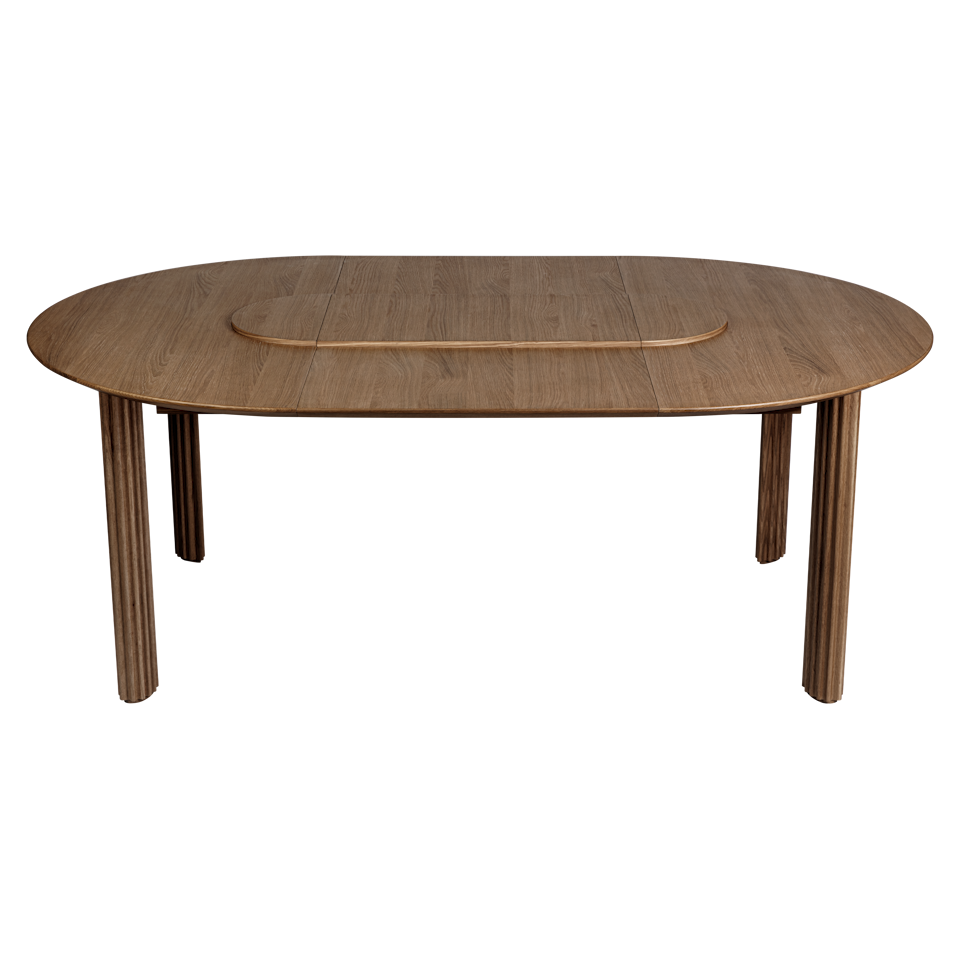 UMAGE Comfort Circle Dining Table with Extension, Dark Oak