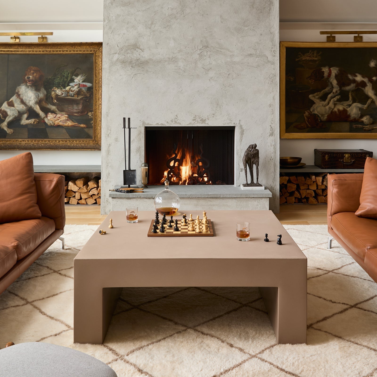 Heller Vignelli Table, styled in a living room, designed by Massimo Vignelli