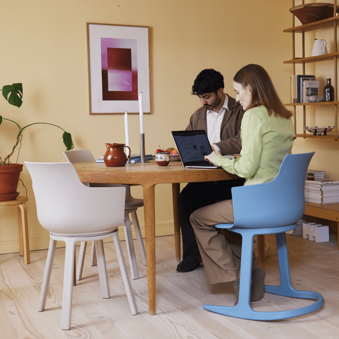 Varier Social Tilt Chair styled in a home interior, Norwegian ergonomic design designed by Peter Opsvik