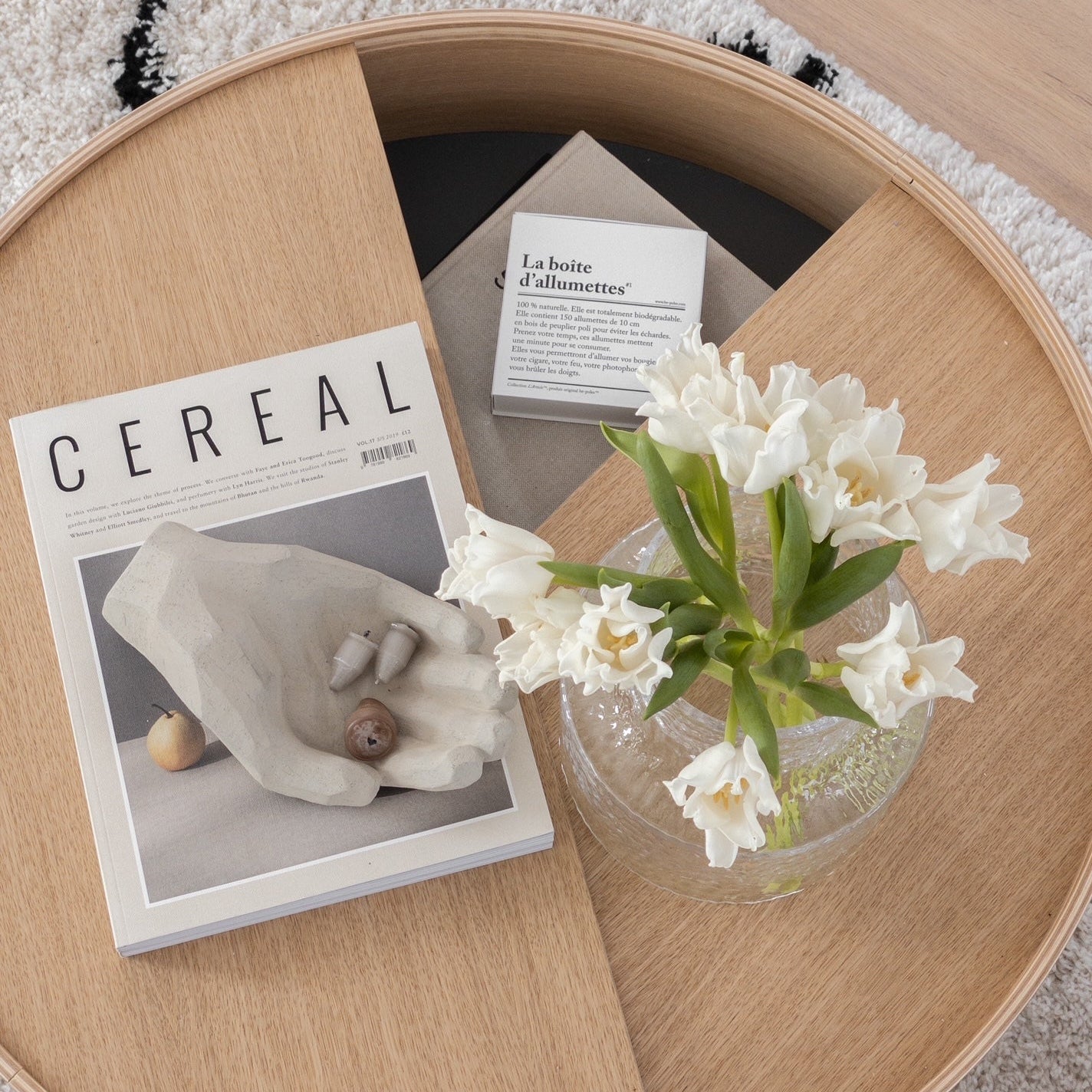 WOUD Arc Side Table in FSC-certified solid oak styled in a living room