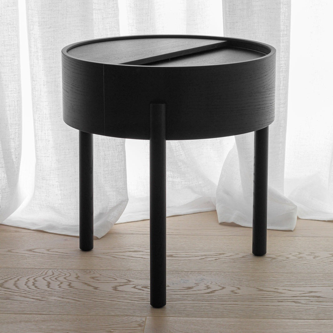 WOUD Arc Side Table in FSC-certified solid oak styled in a living room