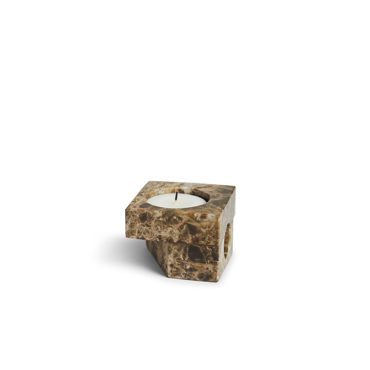 WOUD Jeu de Dés 2 Candle Holder Brown