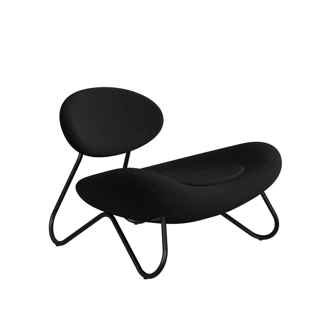 WOUD Meadow Lounge Chair in Kvadrat Hallingdal Anthracite on a black steel frame, designed by Finn Hvidberg Nielsen