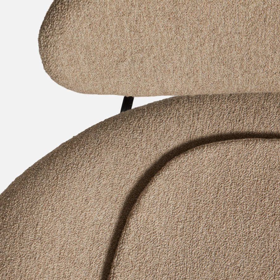 Close-up of the WOUD Meadow Lounge Chair in beige Barnum fabric