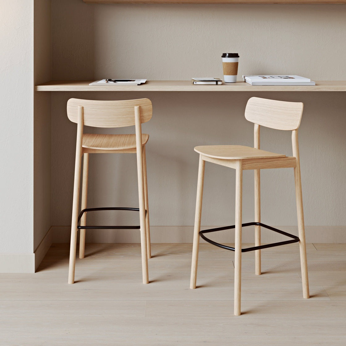 WOUD Soma Stool in FSC-certified solid oak designed by Norm Architects