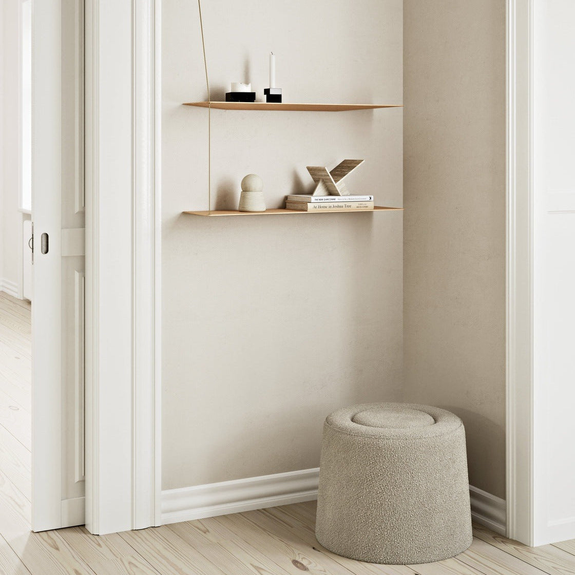 WOUD Praline Pouf in upholstered fabric designed by Mia Hamborg