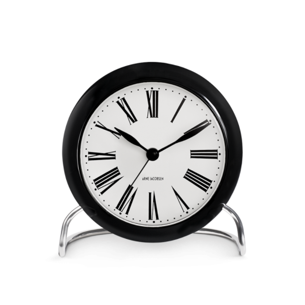Arne Jacobsen Roman Table Clock White/Black H 4.7in Dia 4.3in