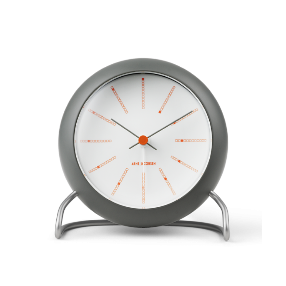 Arne Jacobsen Bankers Table Clock, Ø: 4.3" in Dark Gray