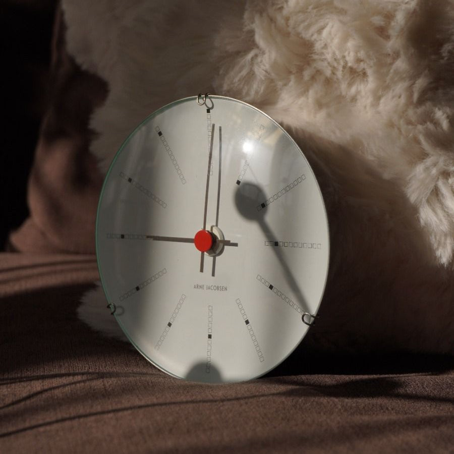 Arne Jacobsen Bankers Wall Clock White/Black/Red