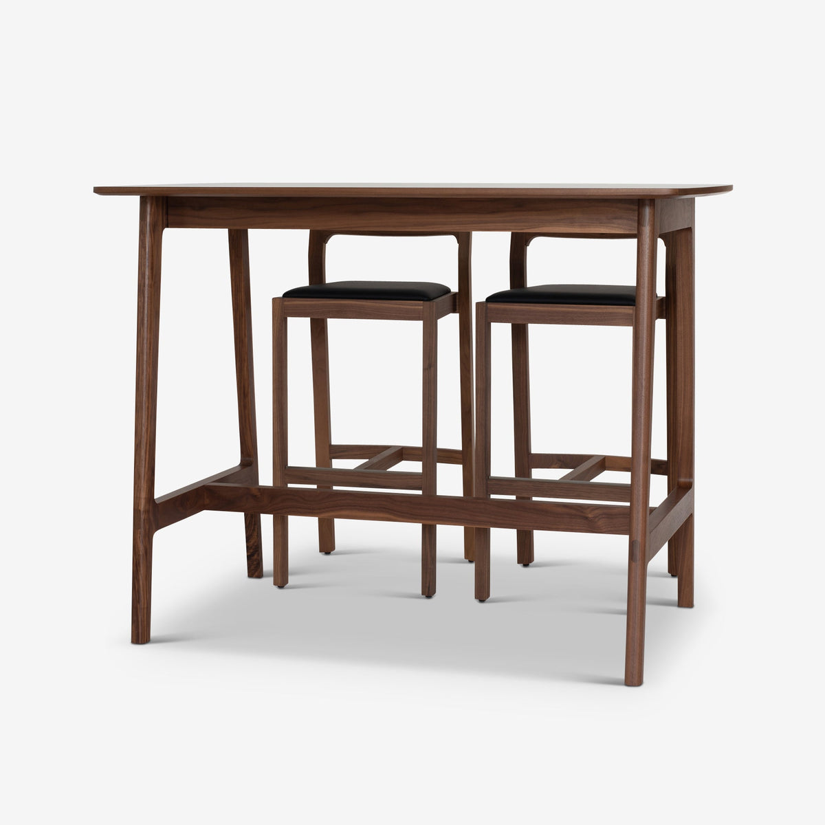 Case Dulwich Bar Table in Walnut with two bar stools, solid walnut