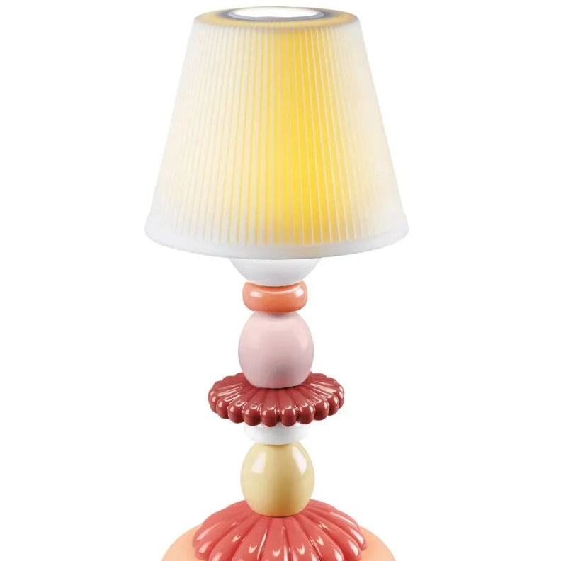 Lladró Lotus Firefly Table Lamp in handcrafted porcelain, from the Firefly collection, handcrafted in Valencia since 1953.