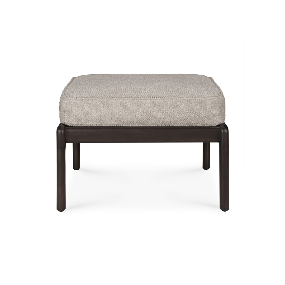 Ethnicraft Jack Footstool in Ivory Fabric, dark brown mahogany frame