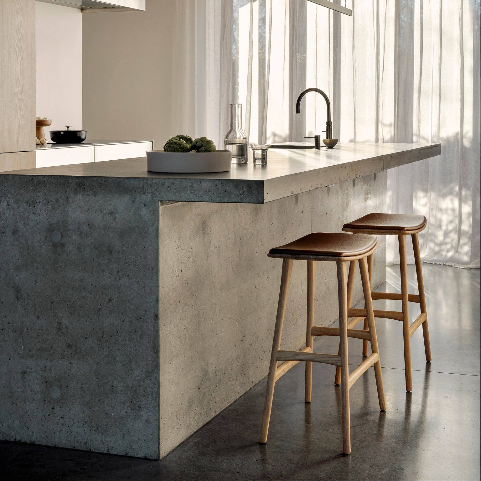 Ethnicraft Osso Stool, FSC-certified solid wood furniture by Belgian brand