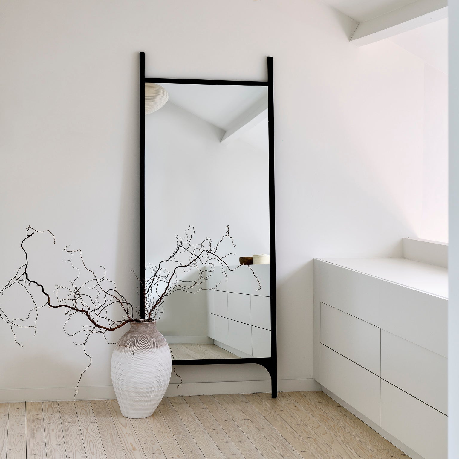Ethnicraft Pi Floor Mirror with bronzed glass and Belgian craftsmanship