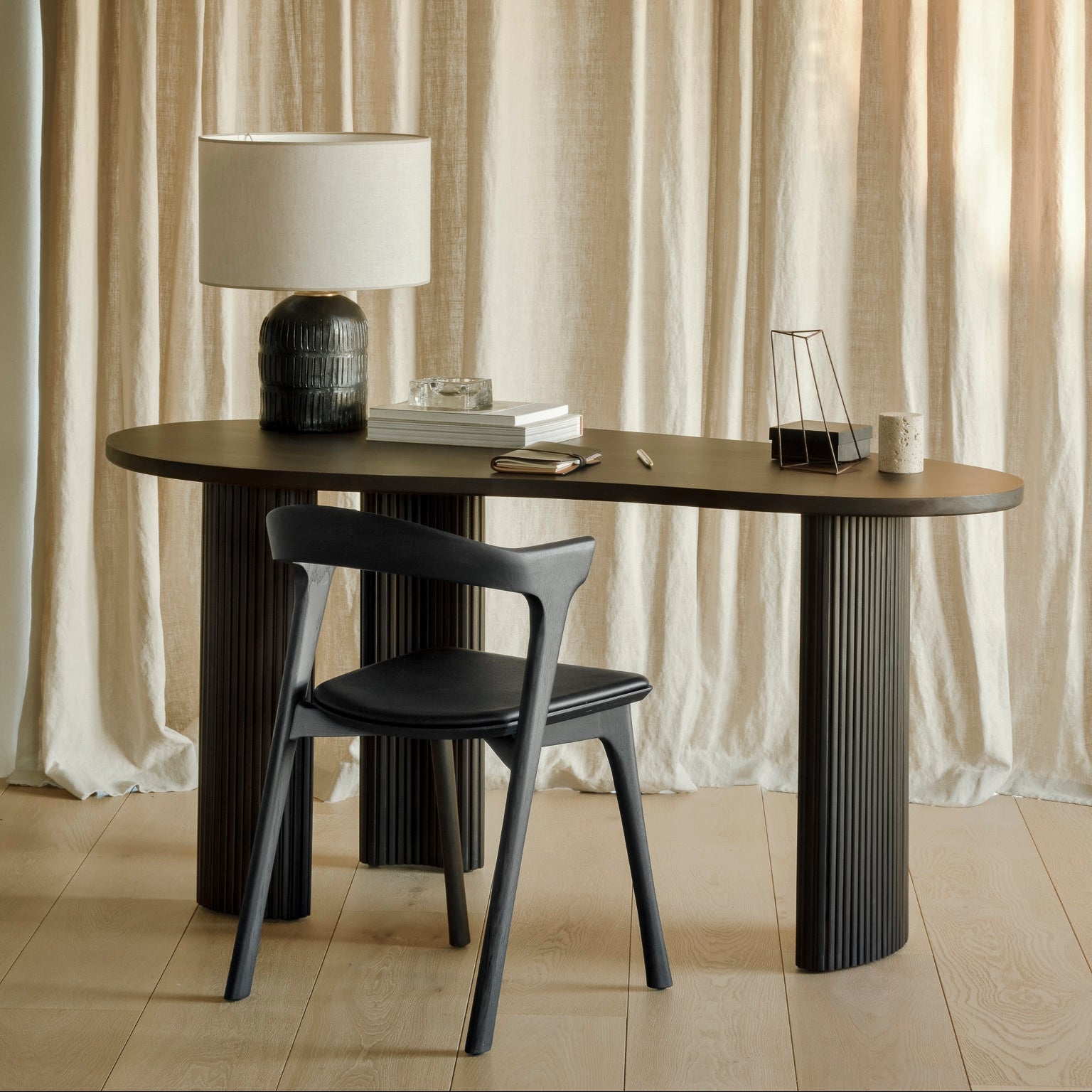 Ethnicraft Boomerang Desk, FSC-certified solid wood furniture by Belgian brand