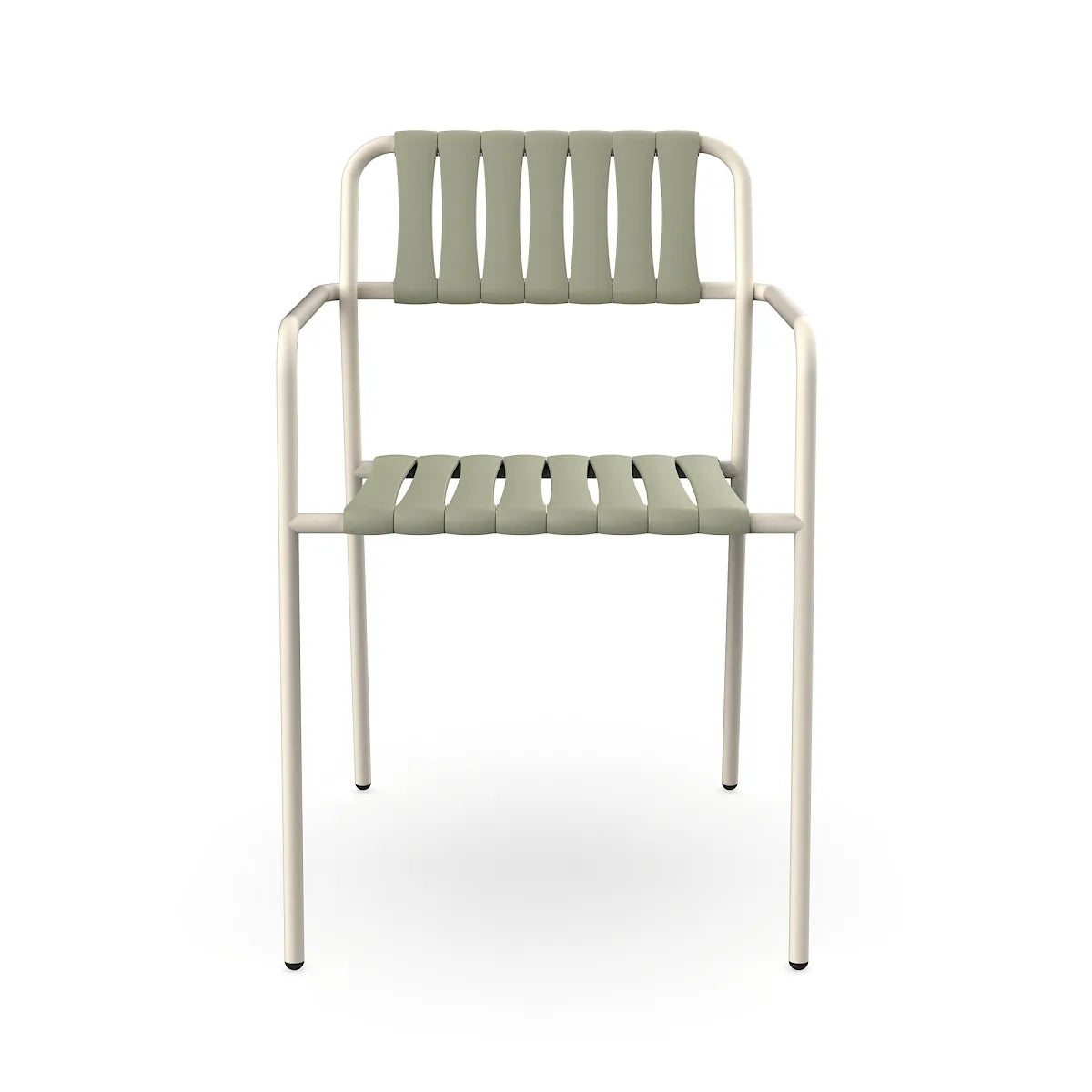 Resol Gelato Armchair in Nácar frame with Salvia slats, steel frame and recycled polypropylene slats