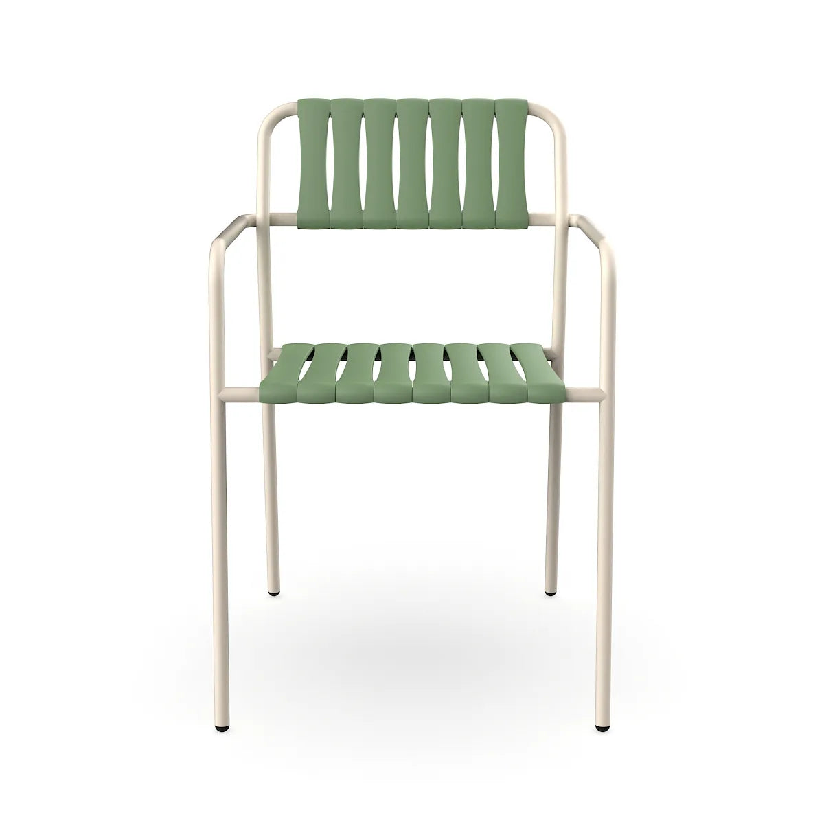 Resol Gelato Armchair in Nácar frame with Olivo slats, steel frame and recycled polypropylene slats