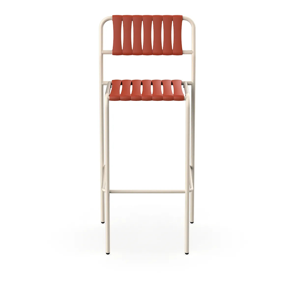 Resol Gelato Bar Stool in Nácar frame with Greda slats, steel frame and recycled polypropylene slats