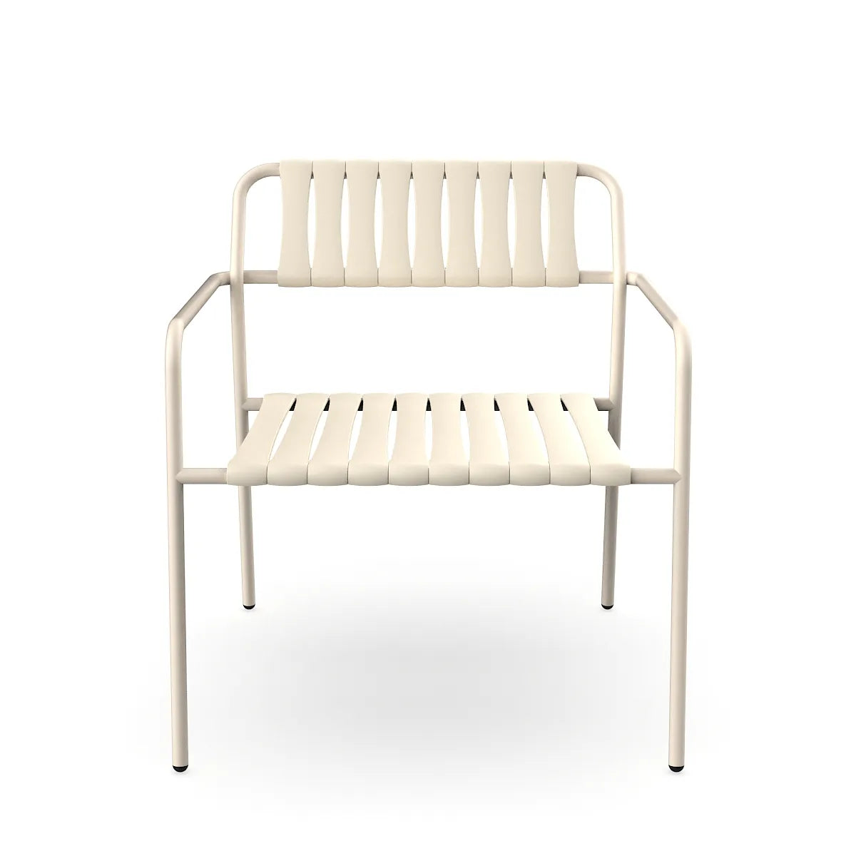 Resol Gelato Lounge Chair in Nácar throughout, steel frame and recycled polypropylene slats