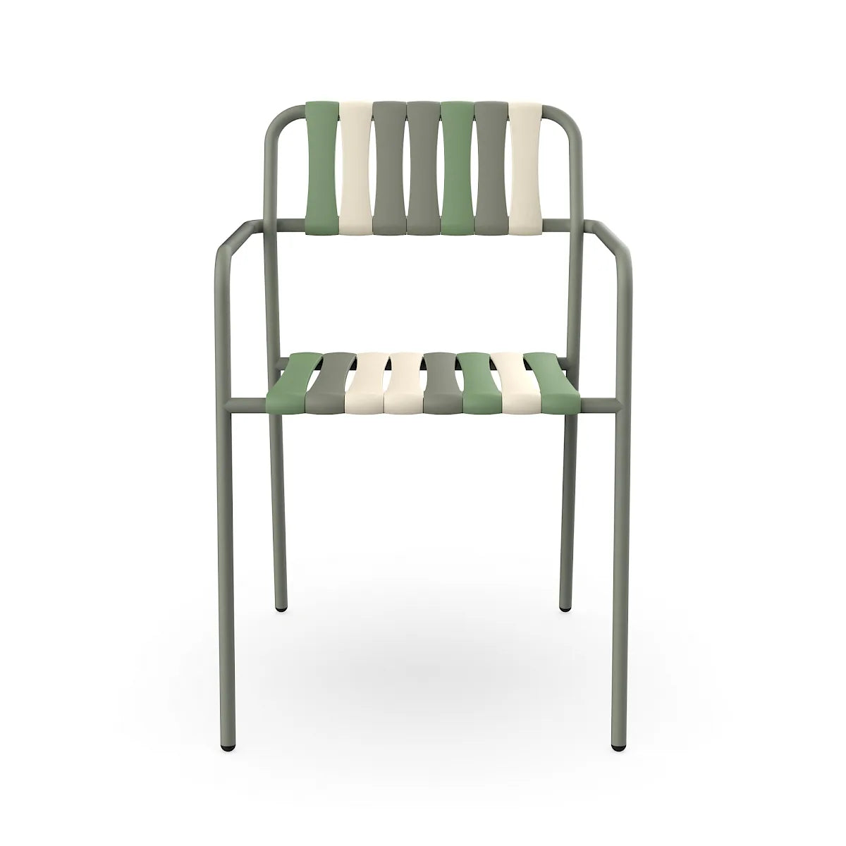 Resol Gelato Armchair in Salvia frame with Pistacchio slat mix, steel frame and recycled polypropylene slats