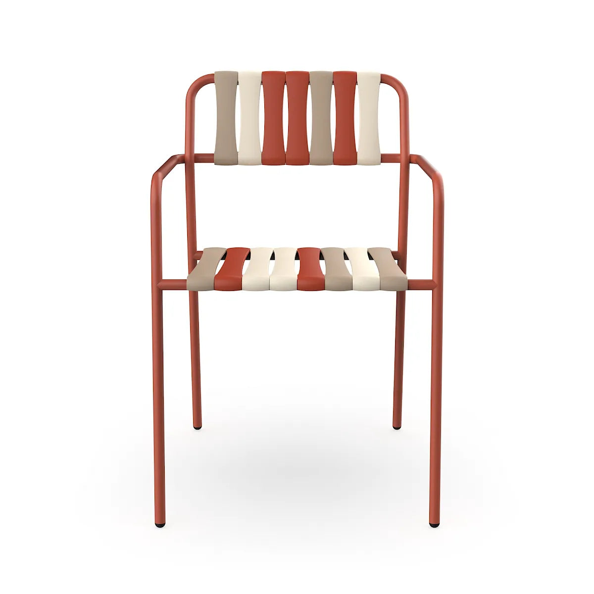 Resol Gelato Armchair in Greda frame with Amarena slat mix, steel frame and recycled polypropylene slats