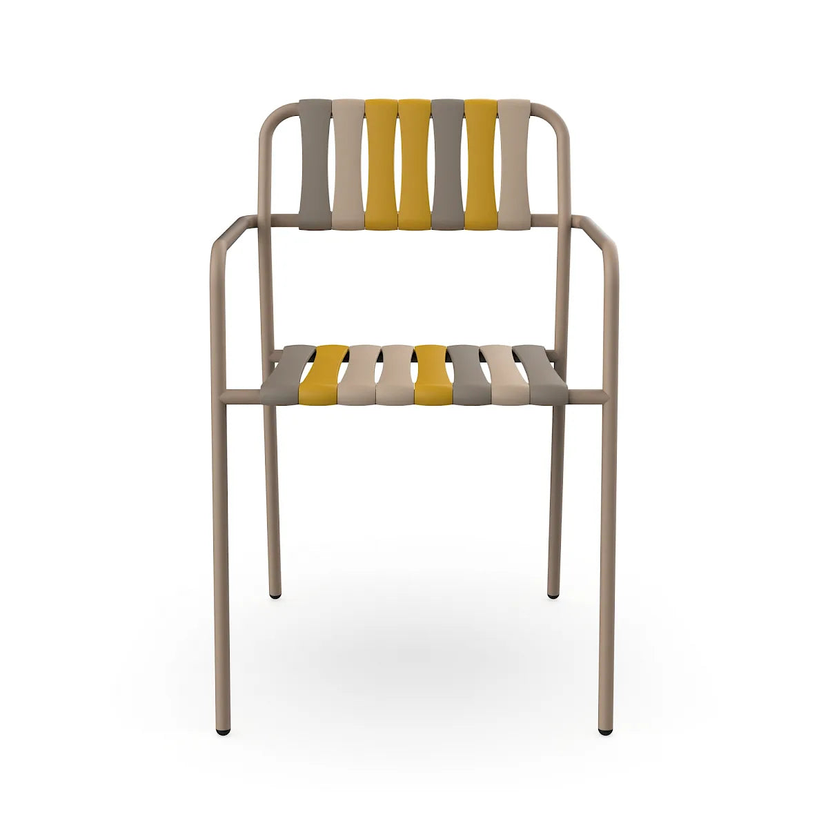 Resol Gelato Armchair in Duna frame with Nocciola slat mix, steel frame and recycled polypropylene slats