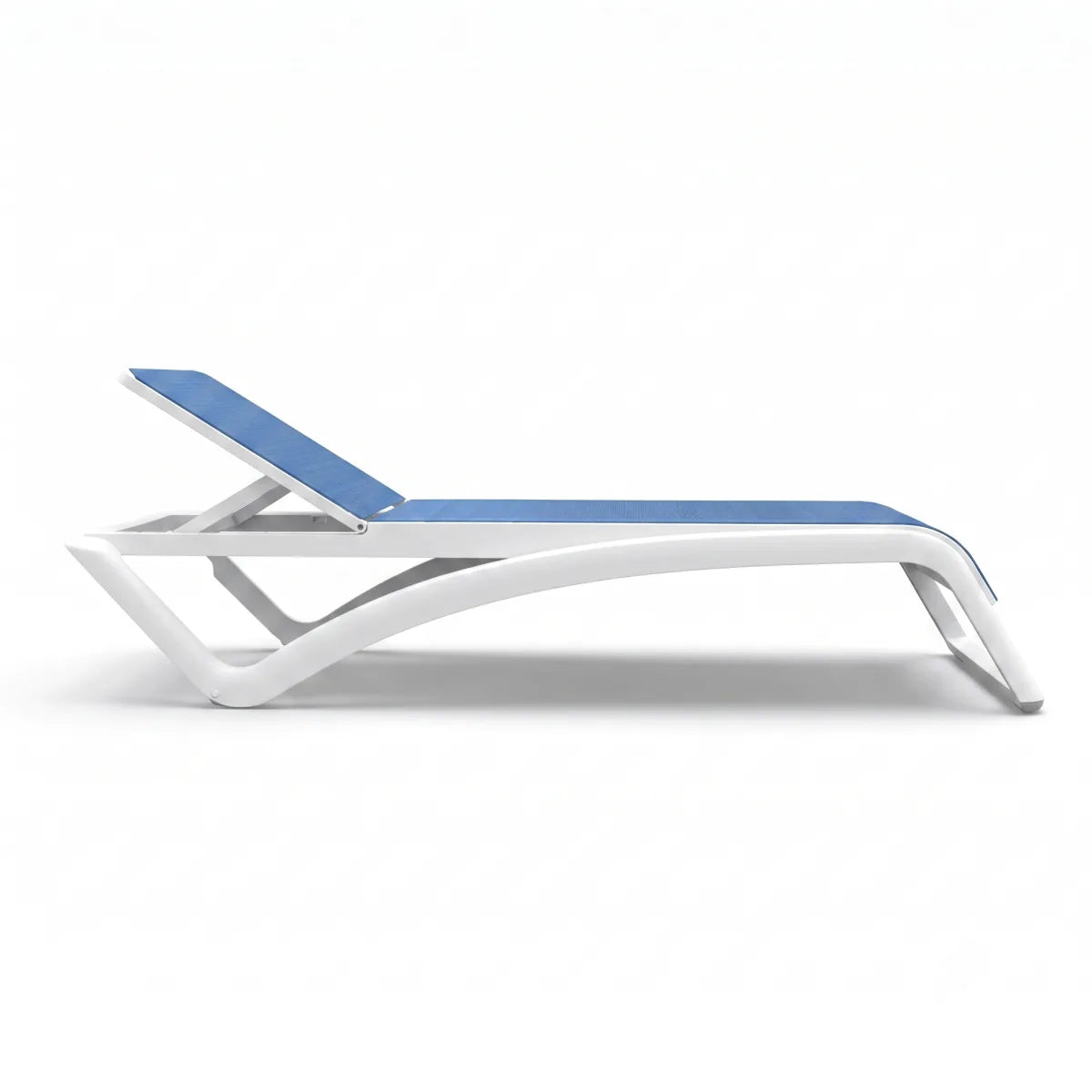 Resol Sky Club Sun Lounger with White frame and Blue sling, polypropylene with fiberglass and Textilene