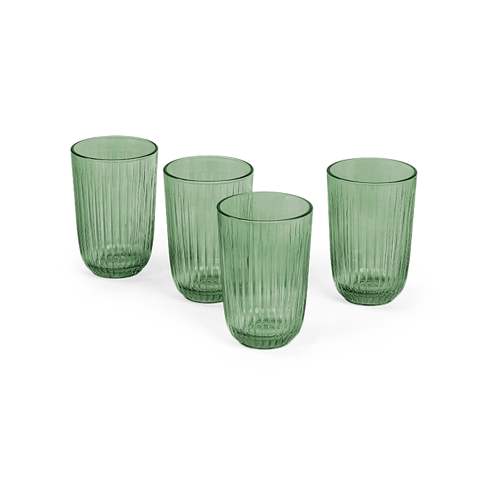 Kähler Hammershøi Glasses in green mouth-blown glass, by Hans-Christian Bauer, B Corp certified Danish ceramic since 1839.