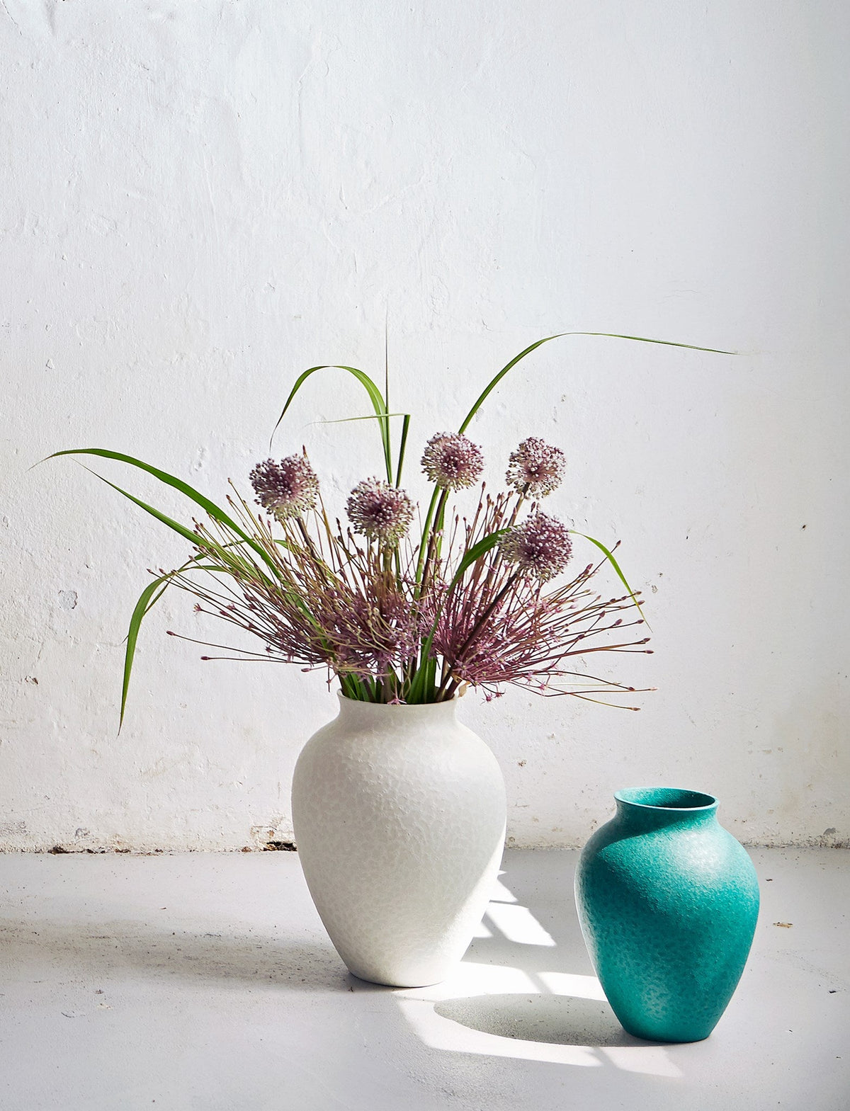 Knabstrup vases in several glazes, styled in an interior setting, glazed earthenware