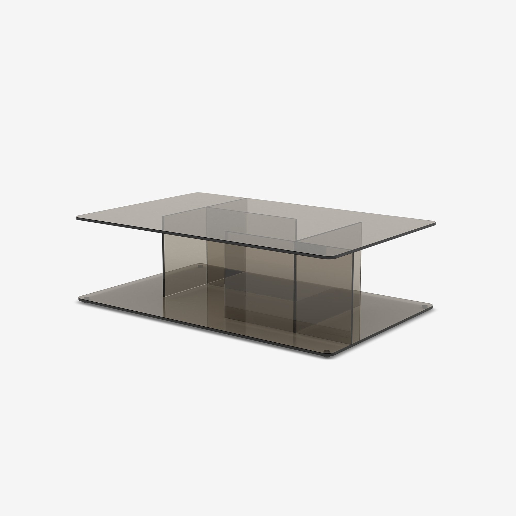 Case Lucent coffee table in bronze tempered glass, designed by Matthew Hilton.