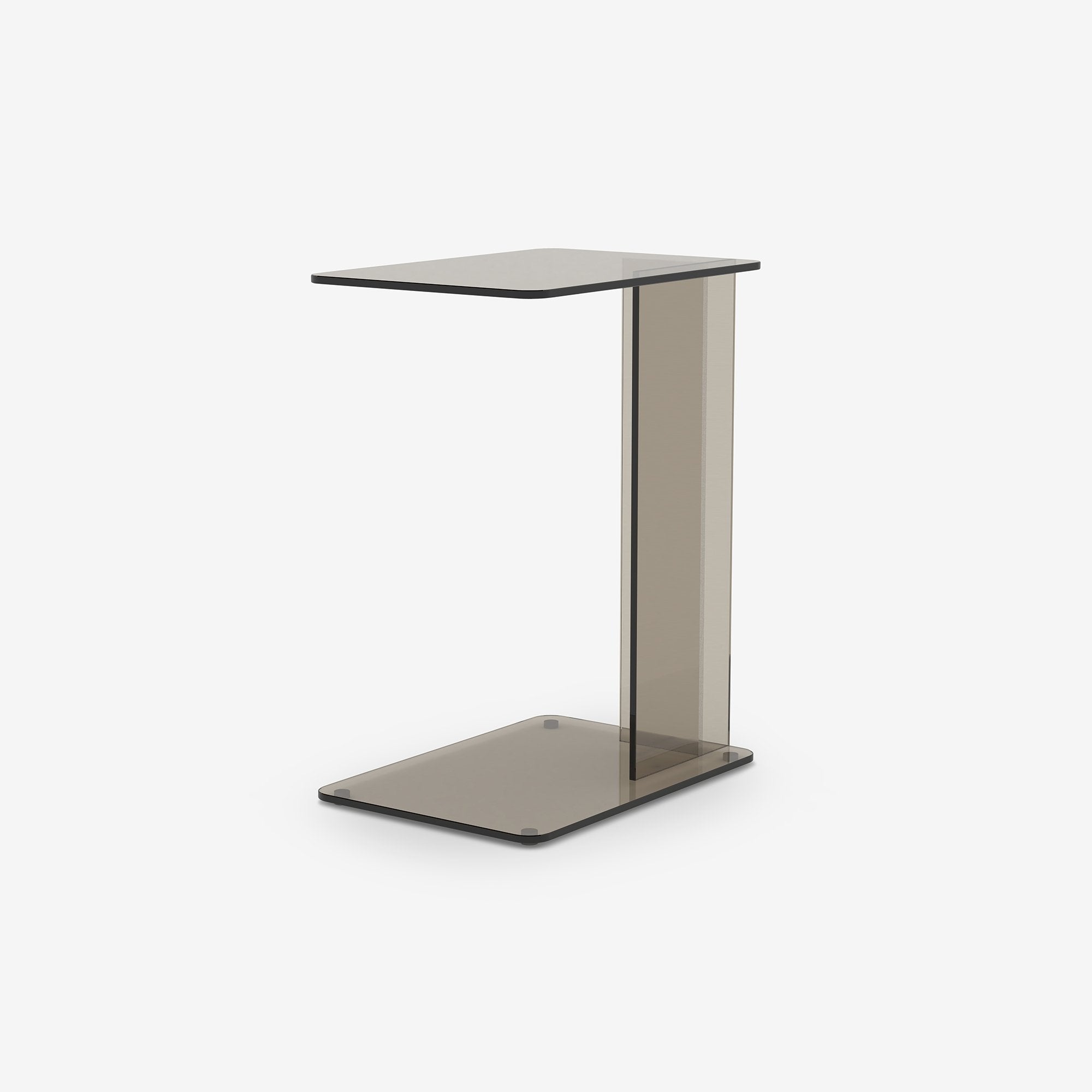 Case Lucent laptop table in bronze tempered glass, designed by Matthew Hilton.