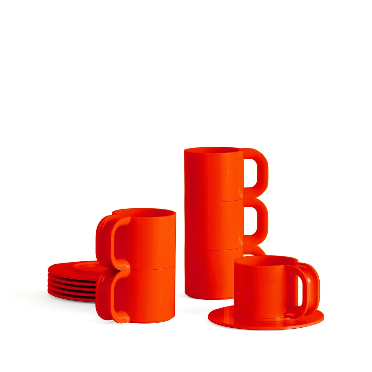 Heller Max Cups & Saucers (Set of 12) in Red Orange