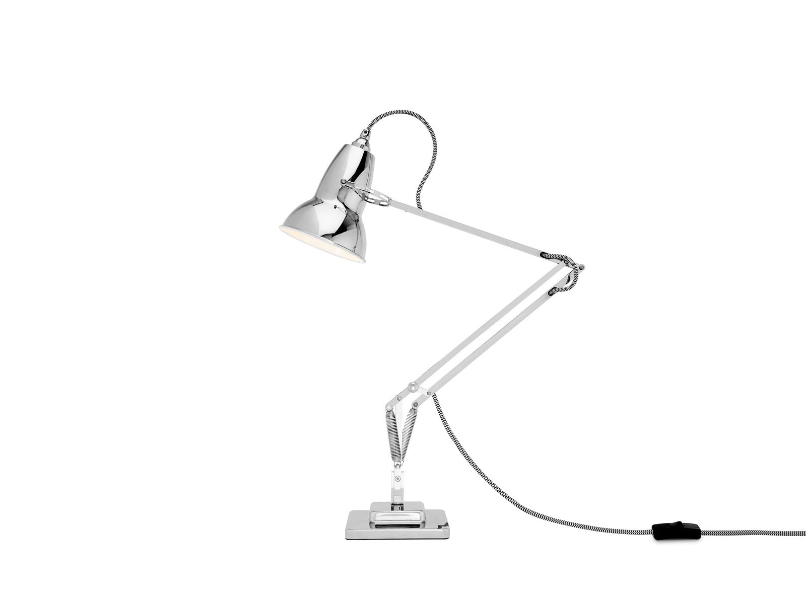 Original 1227 desk Anglepoise lamp in bright chrome with modern design from Comosum