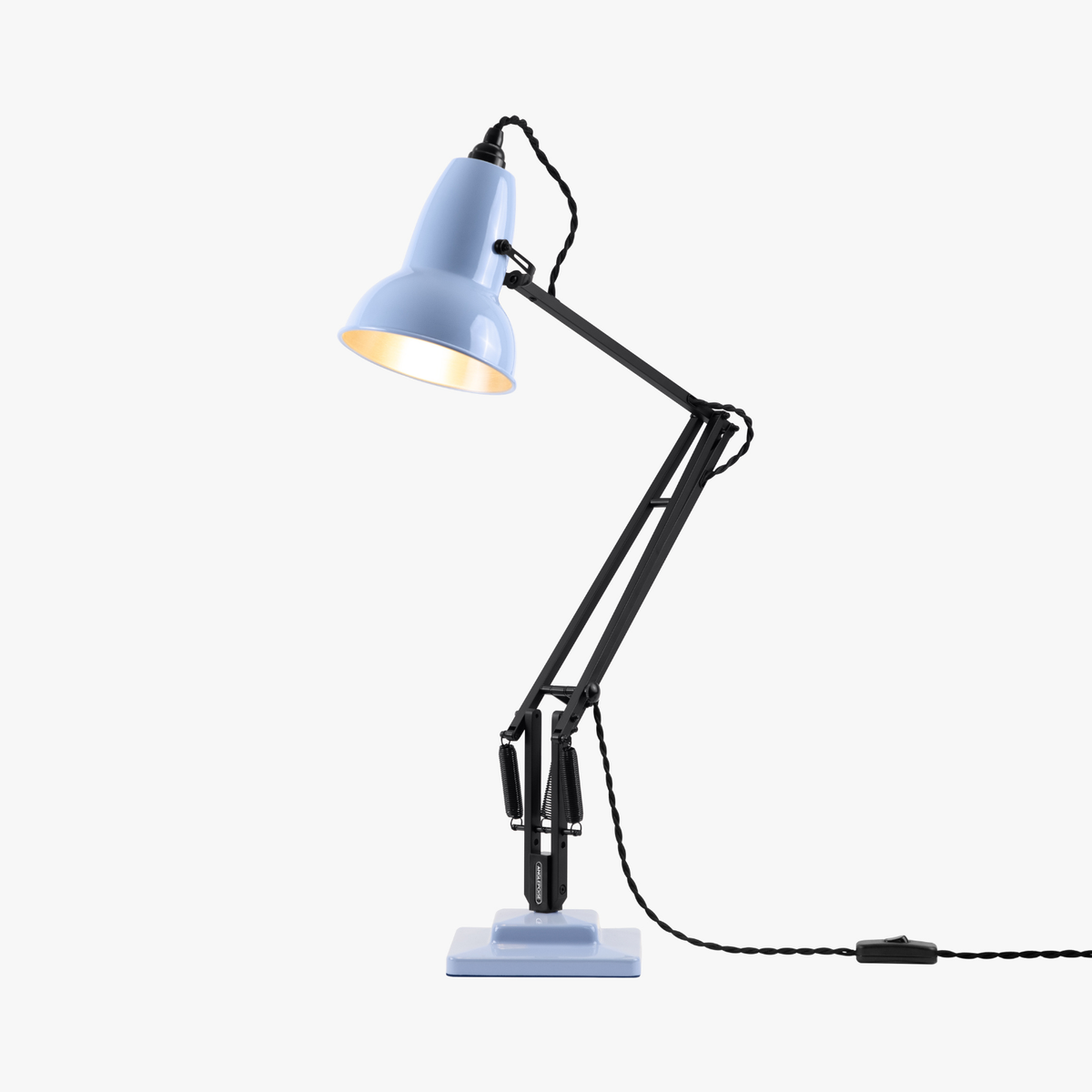 Anglepoise Original 1227 Desk Lamp in Opal Blue and Satin Black, alternate view, painted steel