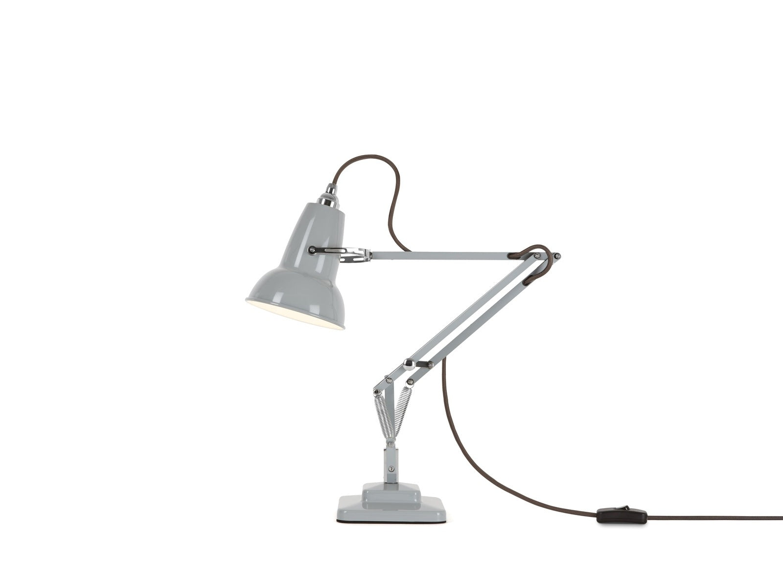 Original 1227 Mini Anglepoise lamp in dove grey by Comosum, compact adjustable desk lighting