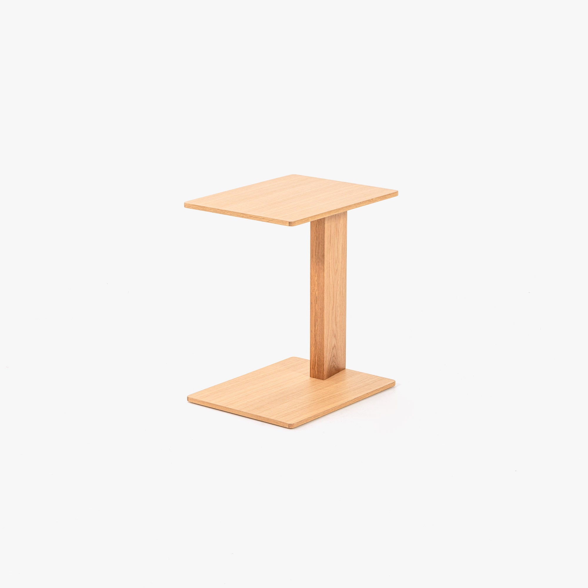 Overhang Rectangular Side Table in solid Oak, angle view