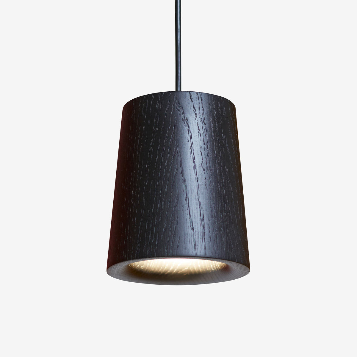 Case Solid Pendant cone in Black Stained Oak, black stained solid oak
