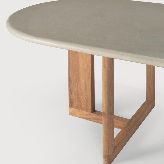 Ethnicraft Trestle Outdoor Dining Table in teak styled in a dining room
