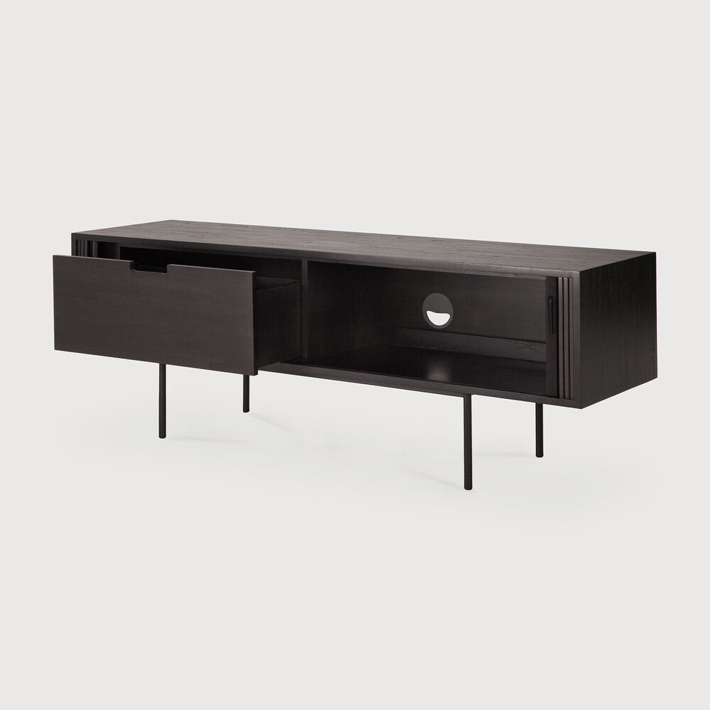 Ethnicraft Roller Max TV Cupboard in teak, FSC-certified solid teak with varnished finish