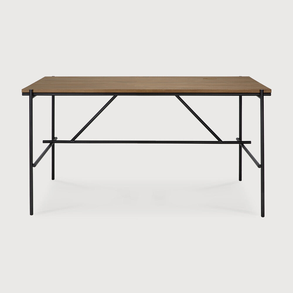Ethnicraft Oscar Desk in teak, FSC-certified solid teak with varnished finish