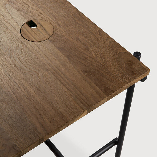 Ethnicraft Oscar Desk in teak, FSC-certified solid teak with varnished finish