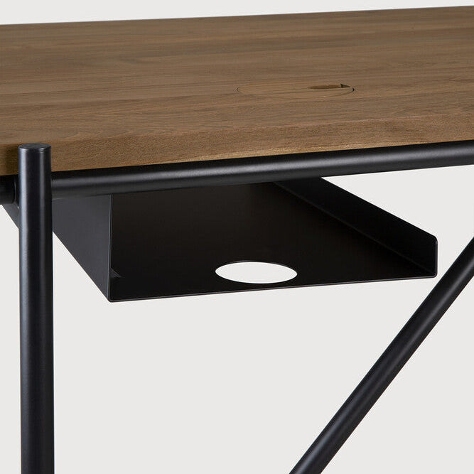 Ethnicraft Oscar Desk in teak, FSC-certified solid teak with varnished finish