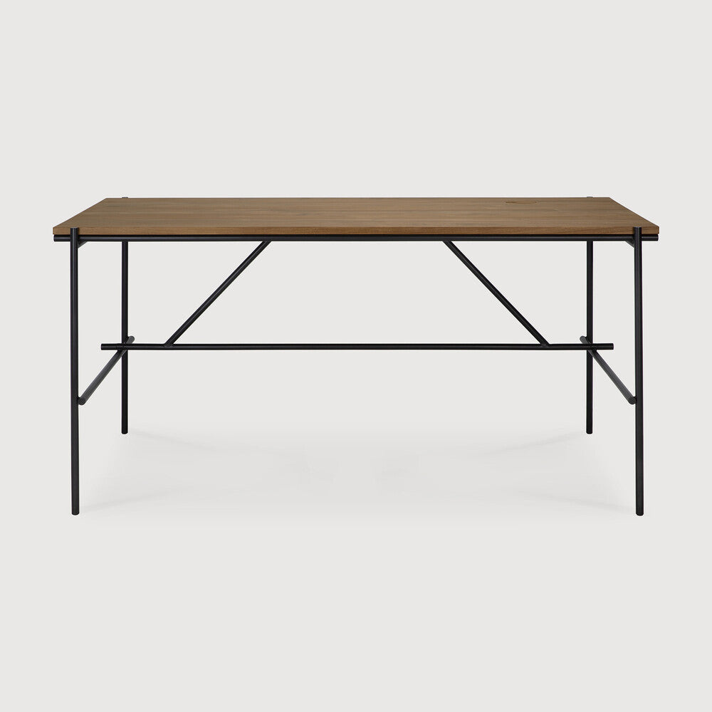 Ethnicraft Oscar Desk in teak, FSC-certified solid teak with varnished finish