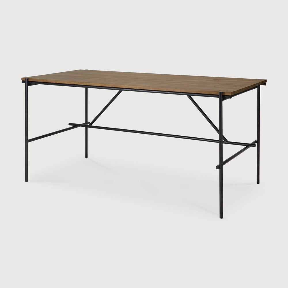 Ethnicraft Oscar Desk in teak, FSC-certified solid teak with varnished finish