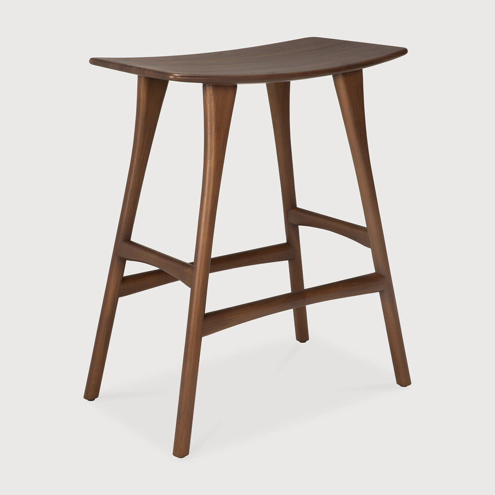 Ethnicraft Osso Bar Stool in teak, FSC-certified solid teak