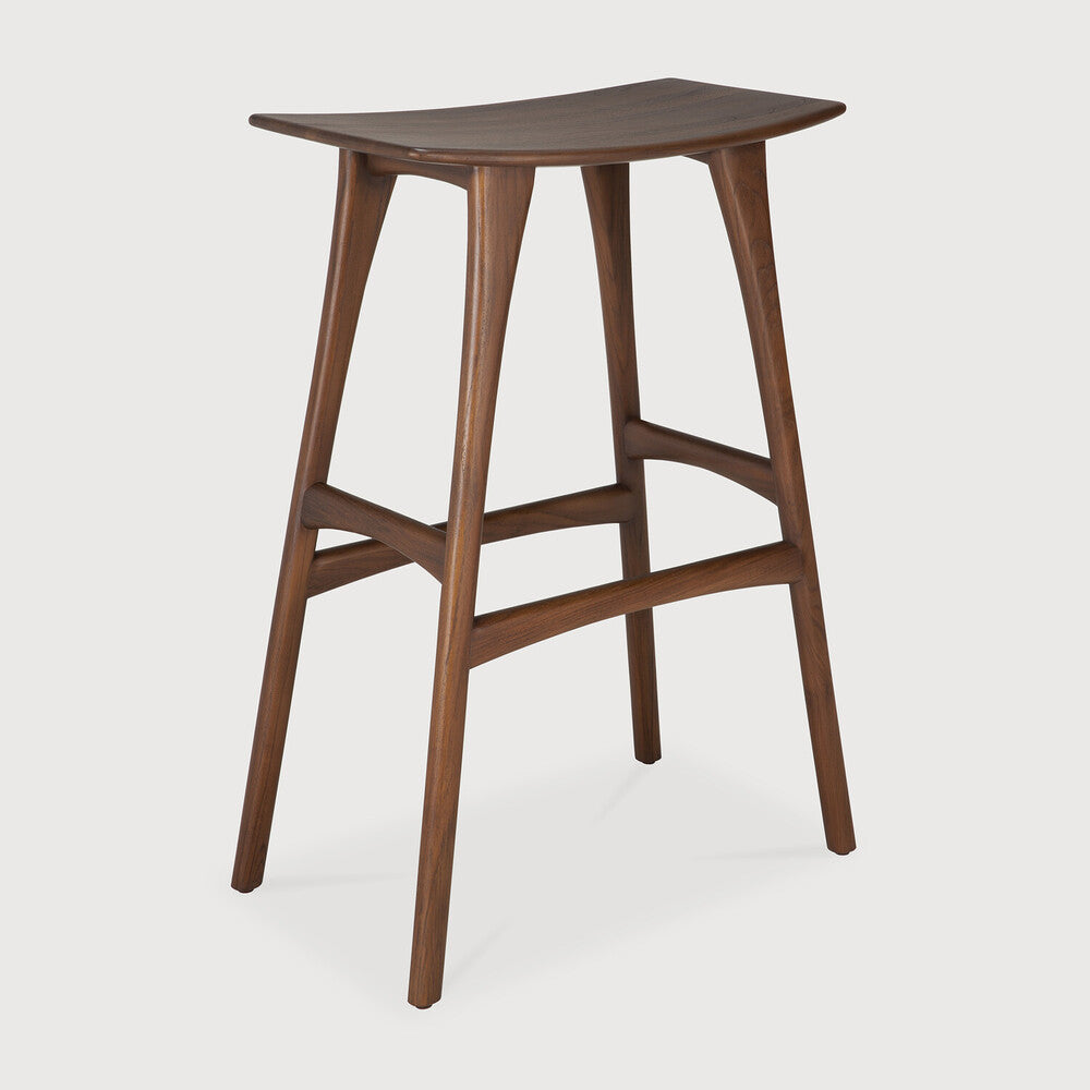Ethnicraft Osso Bar Stool in teak, FSC-certified solid teak