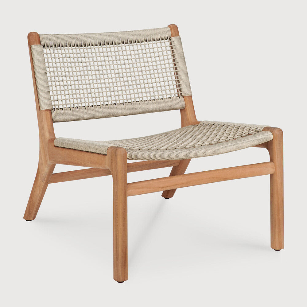 Ethnicraft Jack Woven Outdoor Lounge Chair with FSC-certified solid teak frame