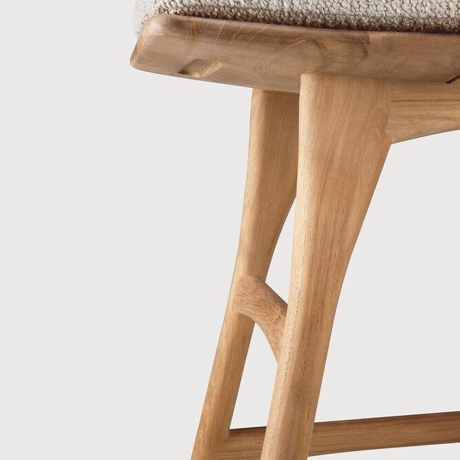 Ethnicraft Osso outdoor stool in teak, FSC-certified solid teak with natural finish