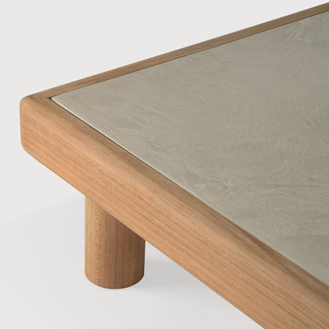 Ethnicraft Monocle Outdoor Coffee Table in teak, FSC-certified solid teak with varnished finish